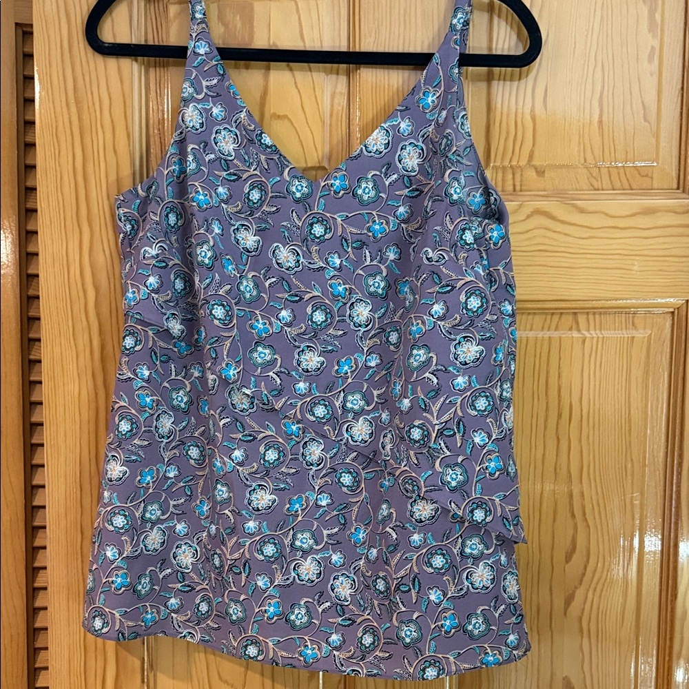 CAbi Lavender Floral V-Neck Spaghetti Strap Camisole